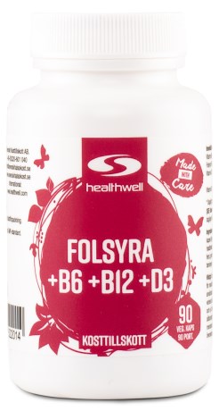 Folinsyre+B6+B12+D,  - Healthwell