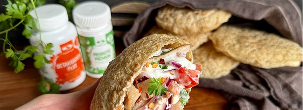 Havrepita med tzatziki-kyllingefyld
