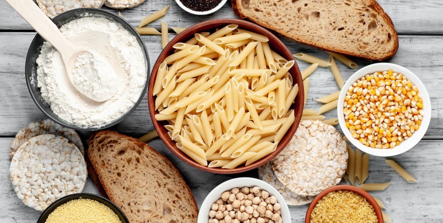 Forskellige fdevarer der indeholder gluten.