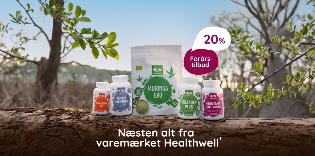 K�b for 500 kr. og f� 20% p� varem�rket Healthwell. G�lder ikke flerpak, pakker og allerede nedsatte produkter.