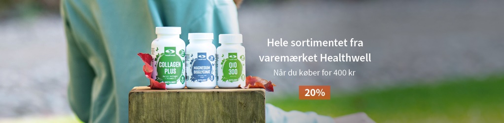 20 % p varemrket Healthwell ved kb for 400 kr.