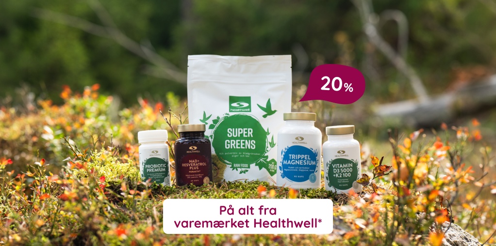 F� 20% p� varem�rket Healthwell ved k�b over 500 kr.