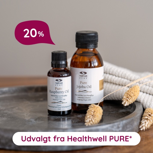 F� 20% p� alt fra Healthwell PURE. G�lder ikke s�ber, pakker og tilbeh�r.