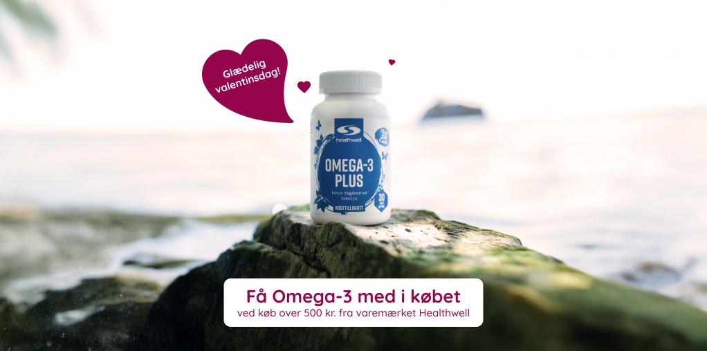 Valentinsdag! K�b fra varem�rket Healthwell for mindst 500 kr, f� Healthwell Omega-3 Plus, 30 kapsler med i k�bet